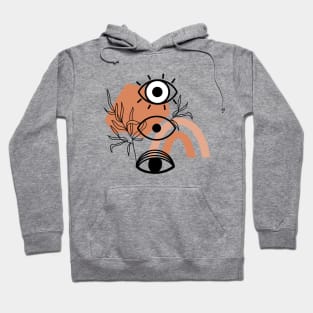 Psychedelic eyes, abstract shapes and leaves. Hoodie